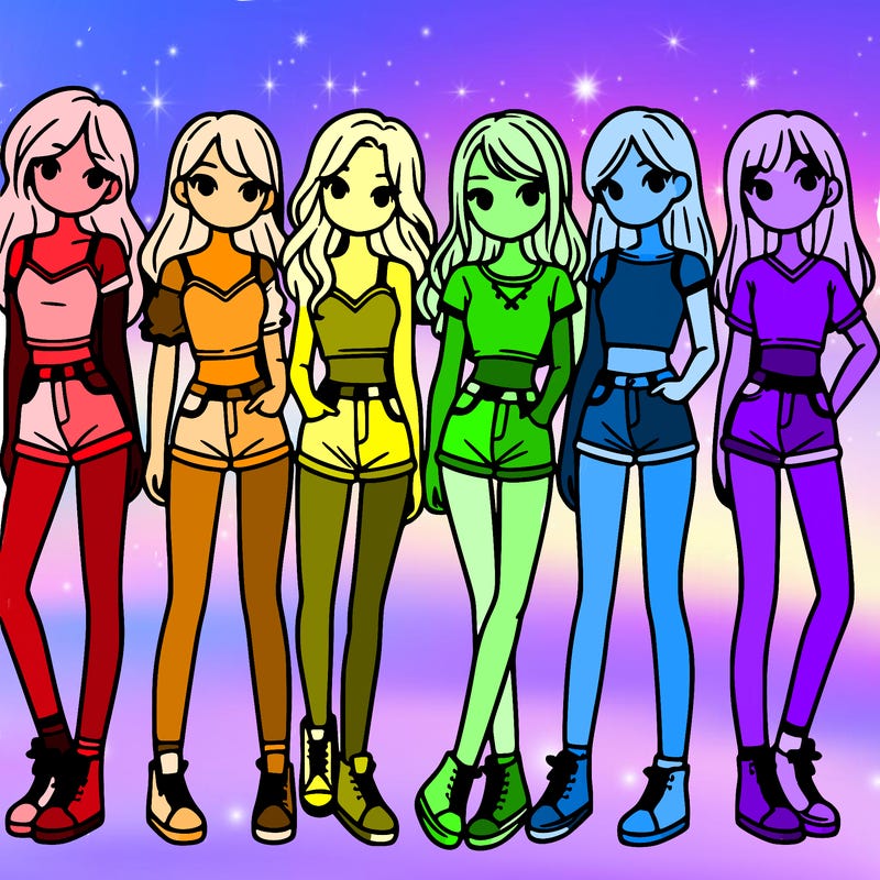 a group of girls wearing crop tops and shorts