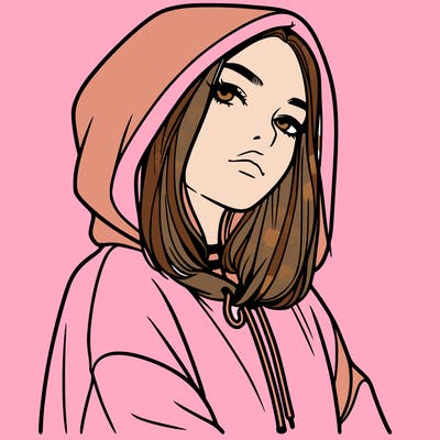a realistic girl in a hoodie