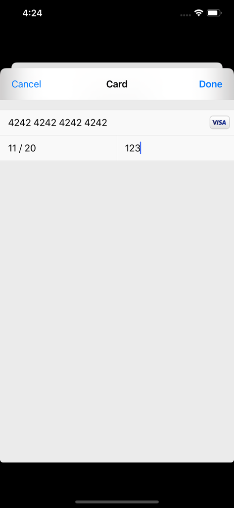 Credit Card Payment - カード番号、有効期限、セキュリティコードのフィールドが表示されたクレジットカード情報入力画面