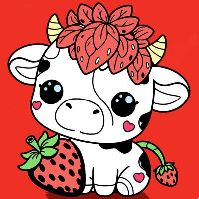 cute strawberry cow