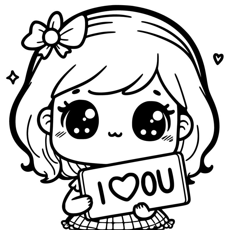 a cute girl holding a sign saying i love you