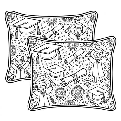 Honor academic achievements with this delightful Graduation Pillow Shams coloring page. It features intricate designs of caps, diplomas, and cheerful graduates, perfect for celebrating success.