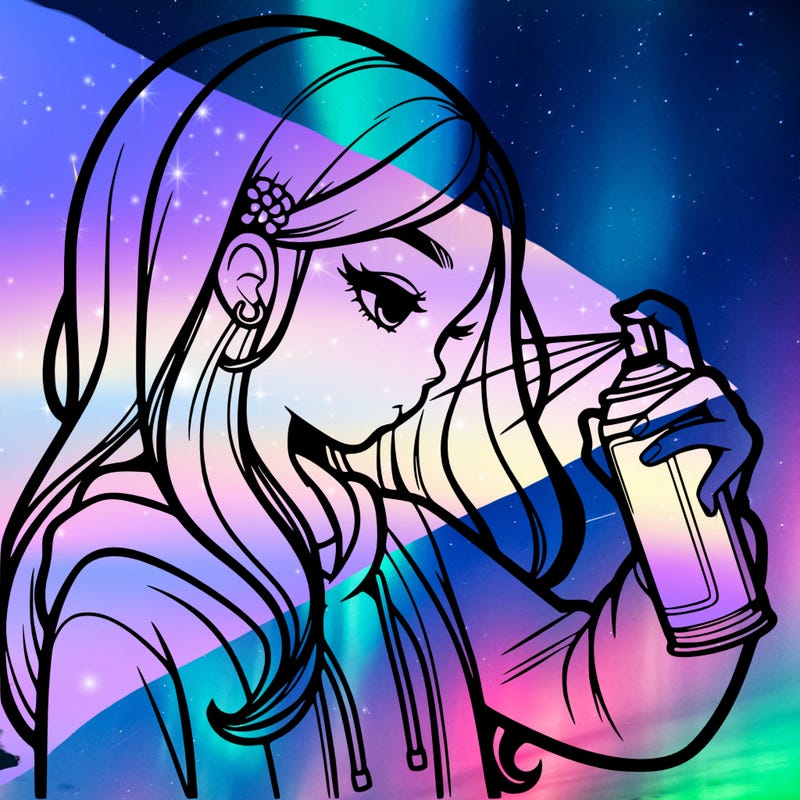 a realistic girl spray painting