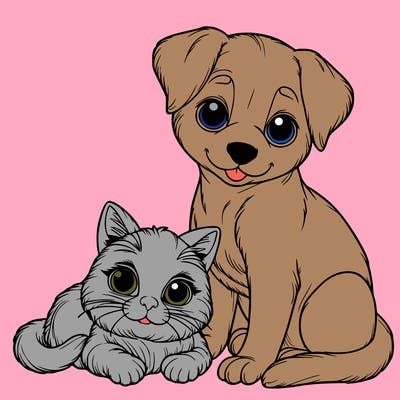 realistic cat and dog