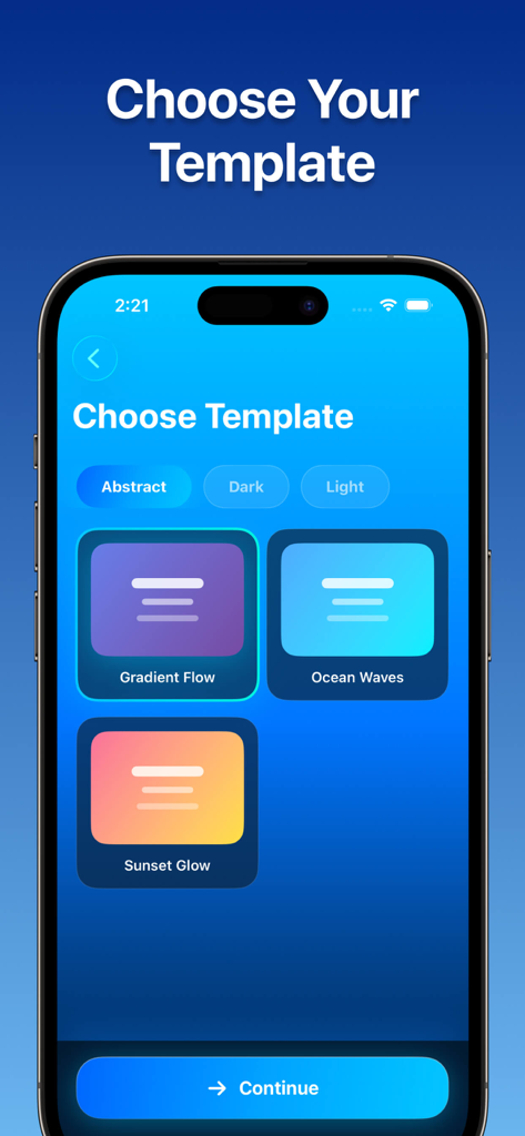 Gamma: AI Presentation Maker - Interfaz para elegir plantillas de diseño abstractas en Gamma AI Presentation Maker