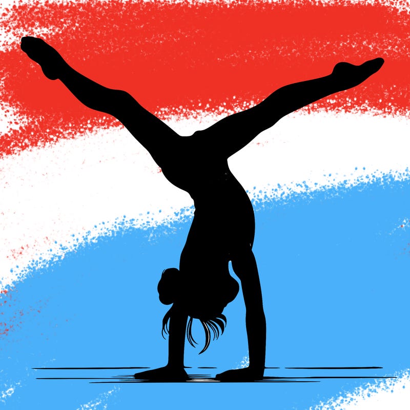 realistic gymnastic hand stand girl in four splits