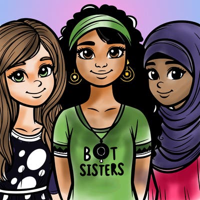 three sisters with a best sisters necklace