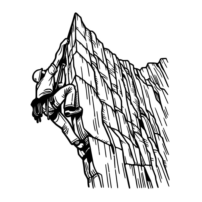 extreme rock climbing on a sheer cliff face