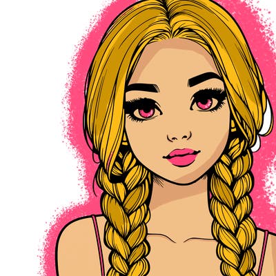 realistic girl with braids