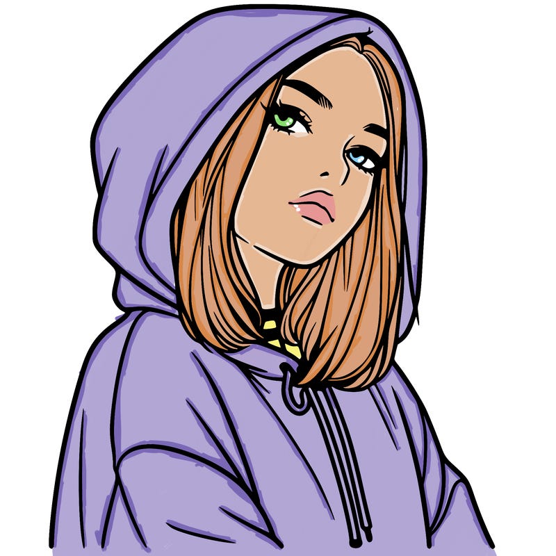 a realistic girl in a hoodie