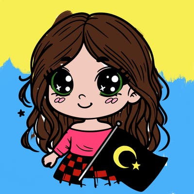 cute girl with turkish flag