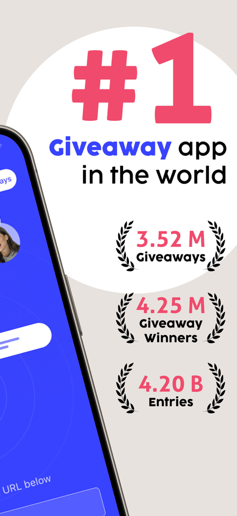 Giveaway for Instagram Luckify - Luckify number one giveaway app in the world showing statistics for giveaways winners and entries