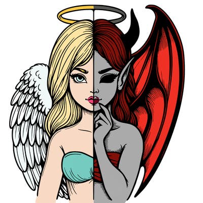 realistic angel half demon
