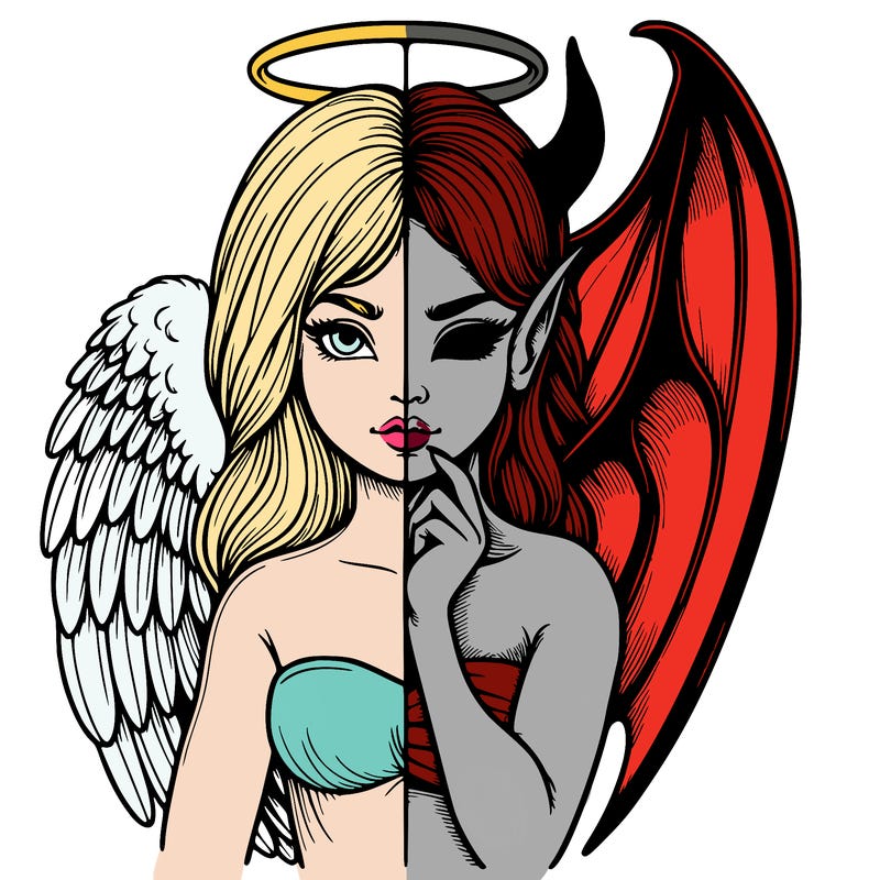 realistic angel half demon