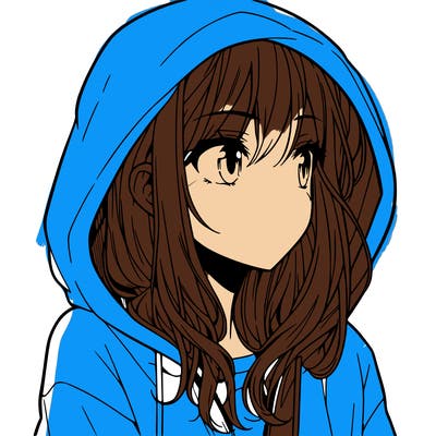 manga girl in hoodie