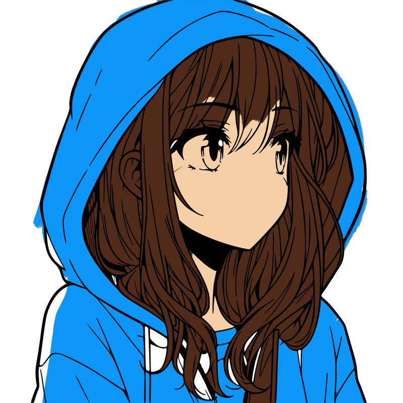 manga girl in hoodie