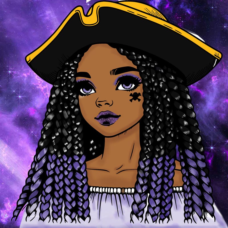 realistic girl with box braids and i realistic pirate hat
