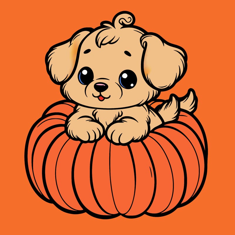 cute little puppy in a pumpkin