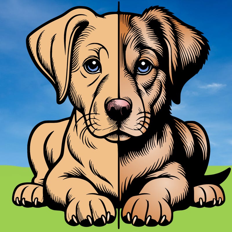 realistic dog split picture