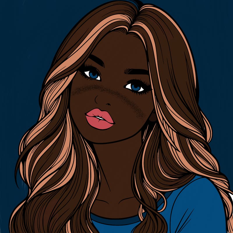 realistic girl with hair on her hair and lips