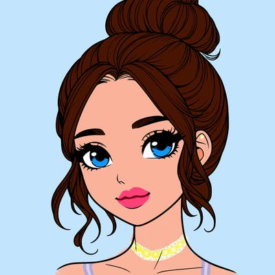 realistic pretty girl with hair in bun