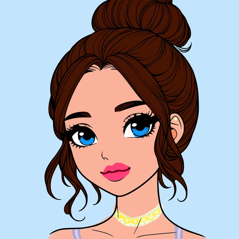 realistic pretty girl with hair in bun