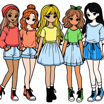 a group of five girls