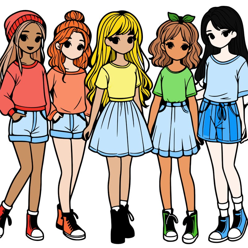 a group of five girls