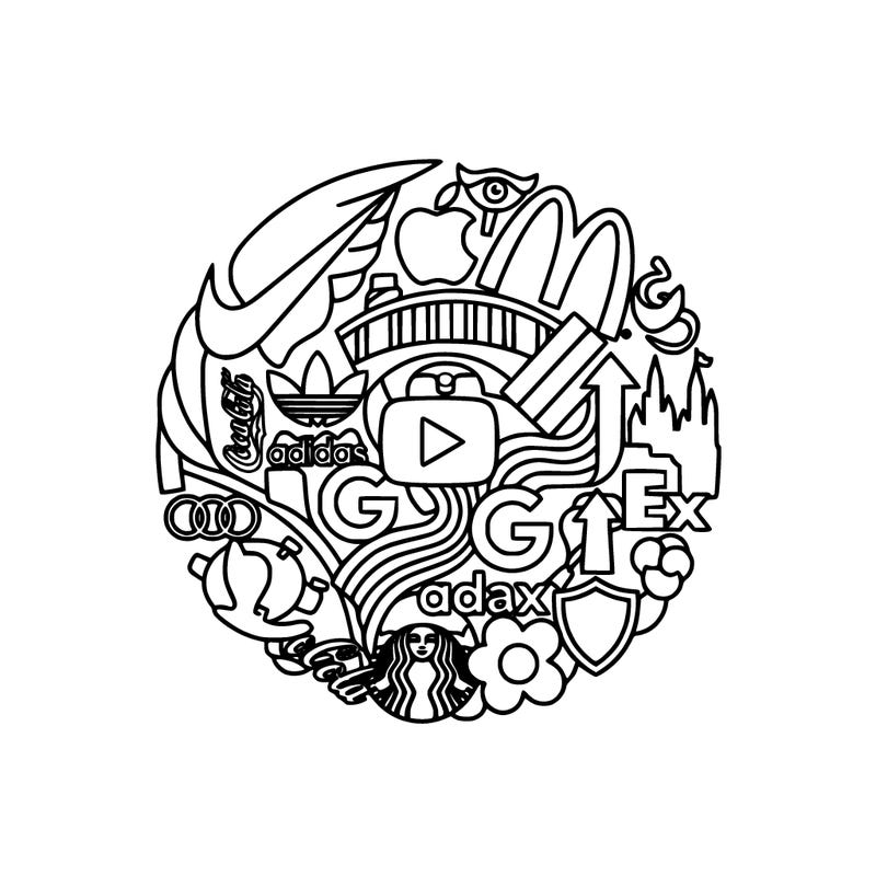 a collection of famous logos mashed up into one one unique logo