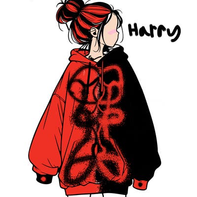 realistic girl with a oversized sweatshirt on and a bun