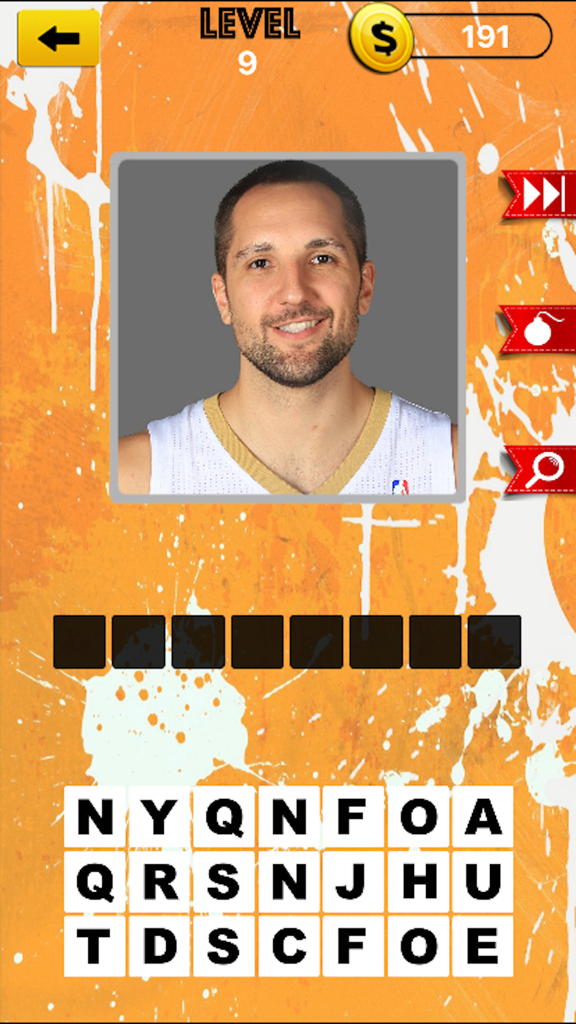 A mobile app screen showing a basketball trivia quiz with an NBA player photo