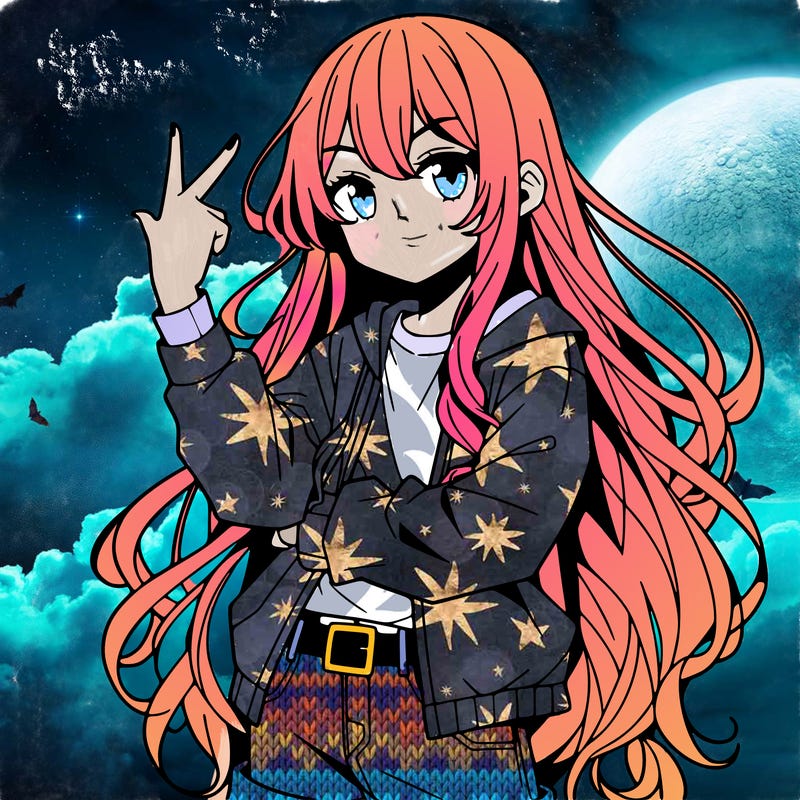 one anime girl with long hair and a cool pose