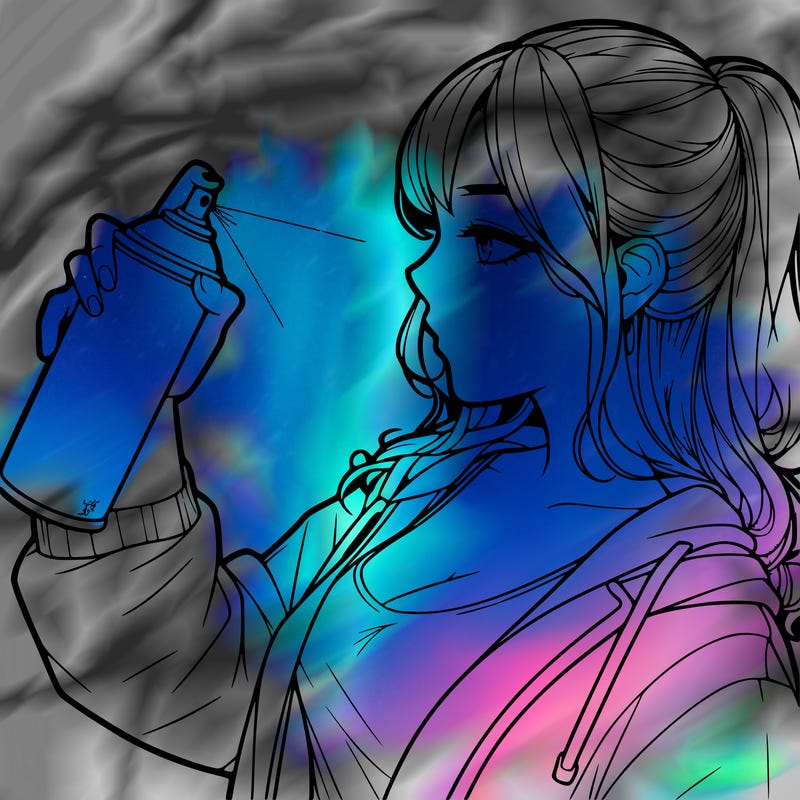 a realistic girl spray, painting