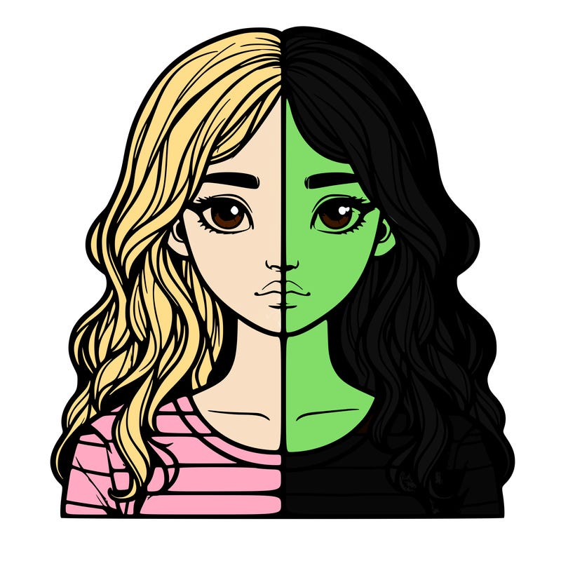 realistic girl split 2 side