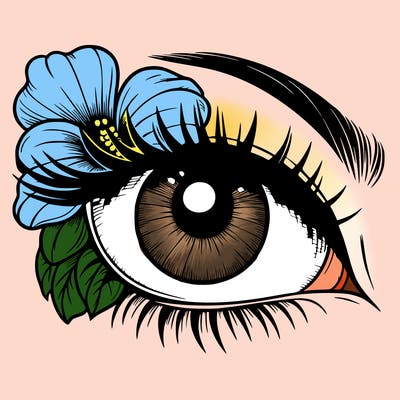 realistic eye with flower