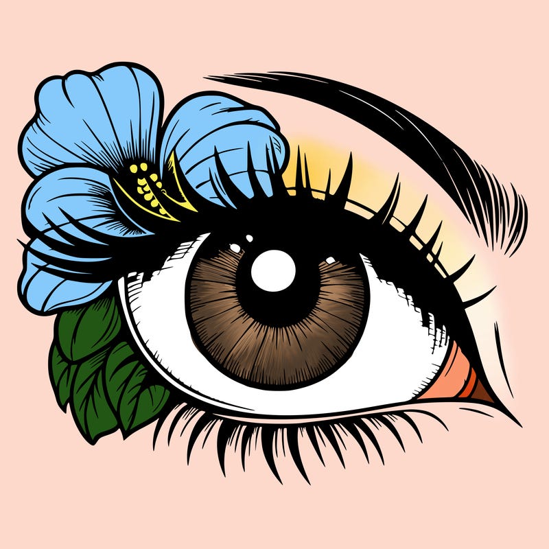 realistic eye with flower