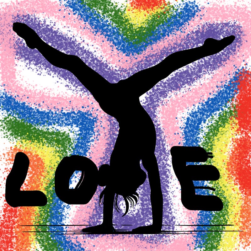 realistic gymnastic hand stand girl in four splits