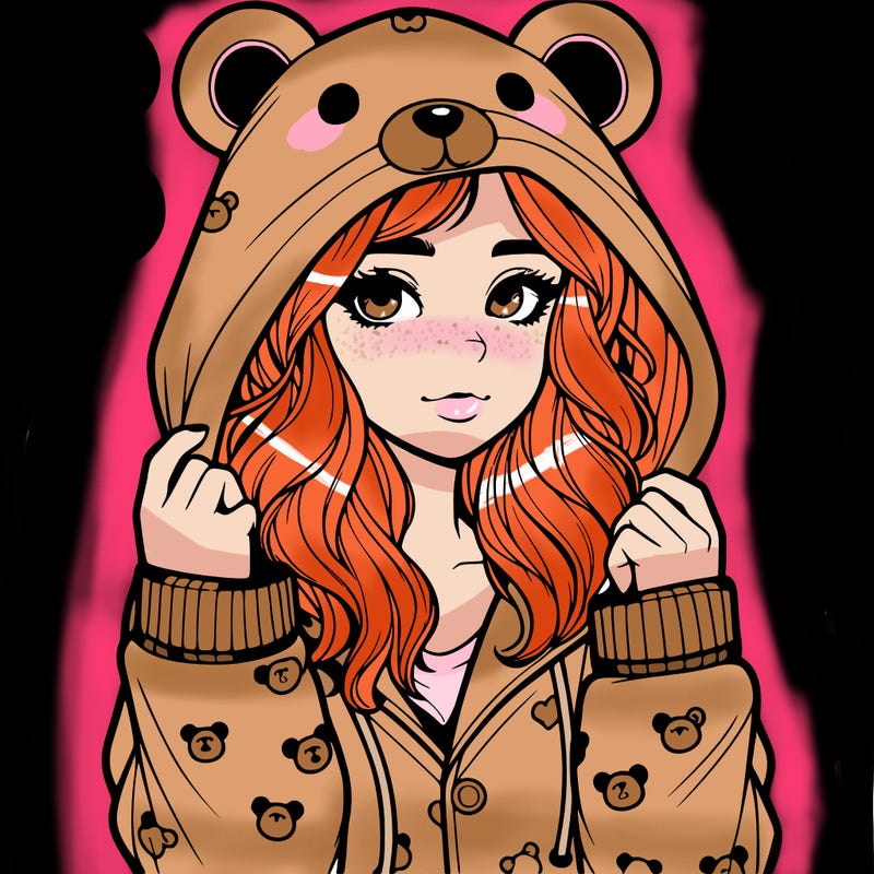 realistic girl in a animal pjs hoodie