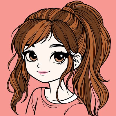 realistic girl with ponytail