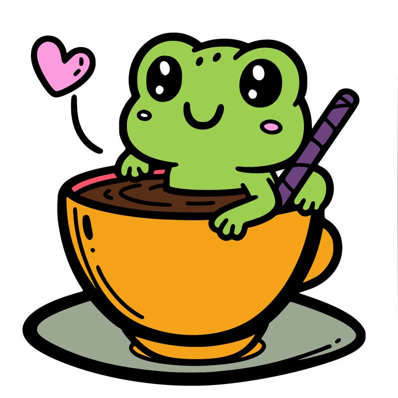 cute frog in a tea cup