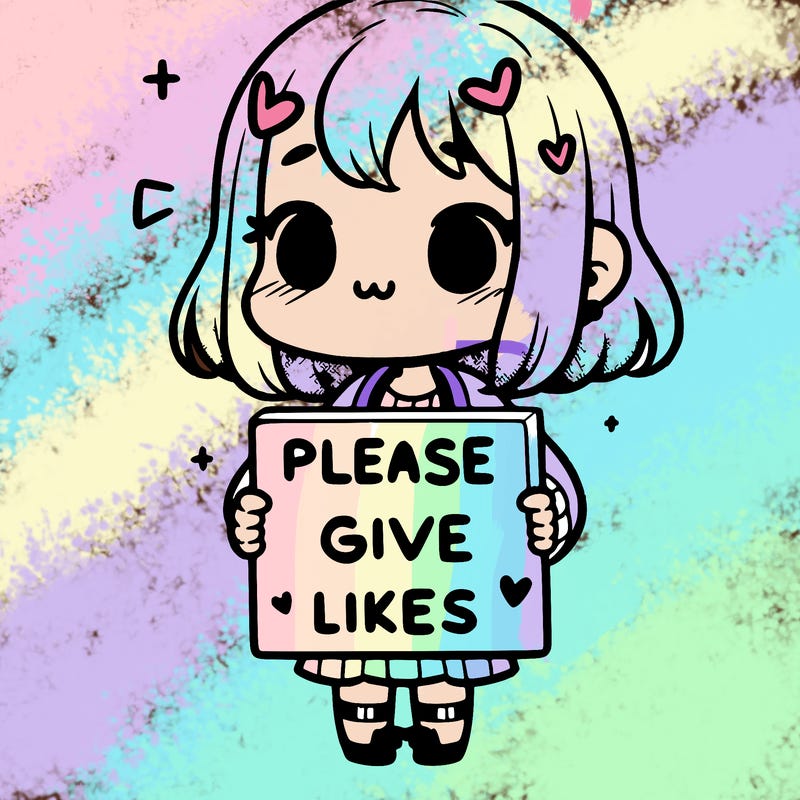 girl holding a sign that says “please give likes”
