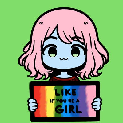 a cute girl holding a sign that says like if you’re a girl