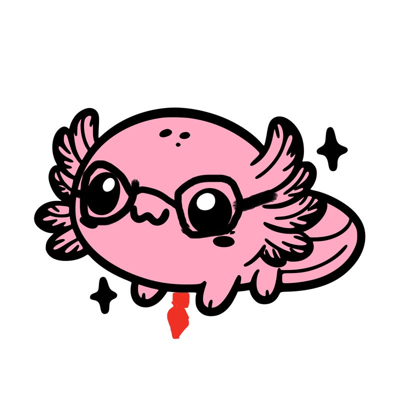 cute easy baby axolotl