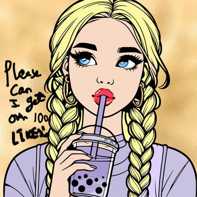 realistic girl with braided hair drinking boba