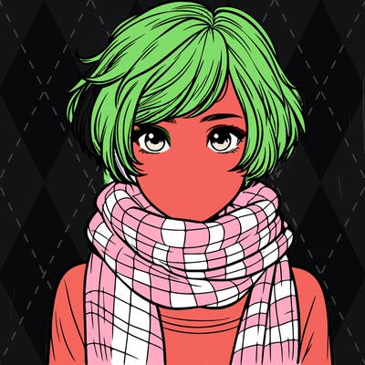 realistic girl with short hair and a with scarf