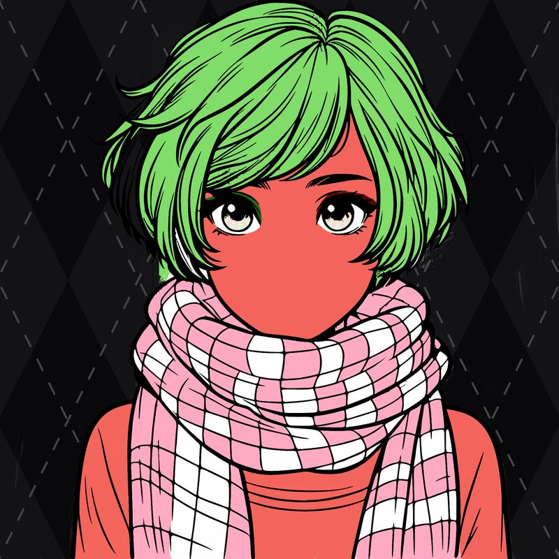 realistic girl with short hair and a with scarf