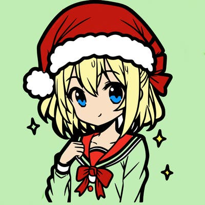 anime girl wearing a santa hat