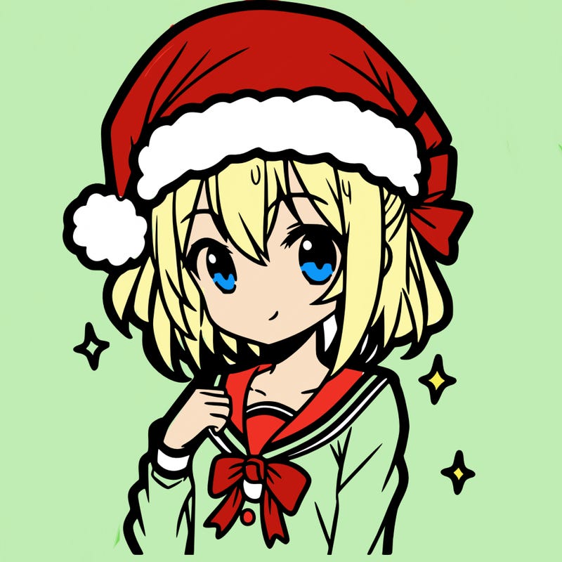 anime girl wearing a santa hat