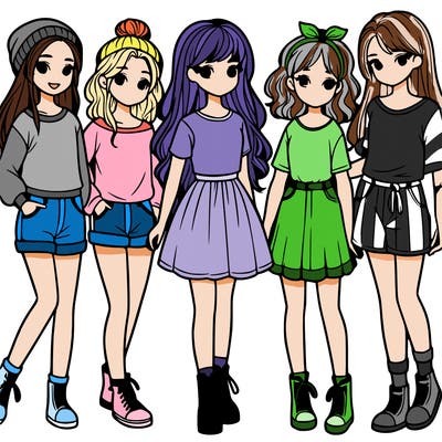 a group of five girls