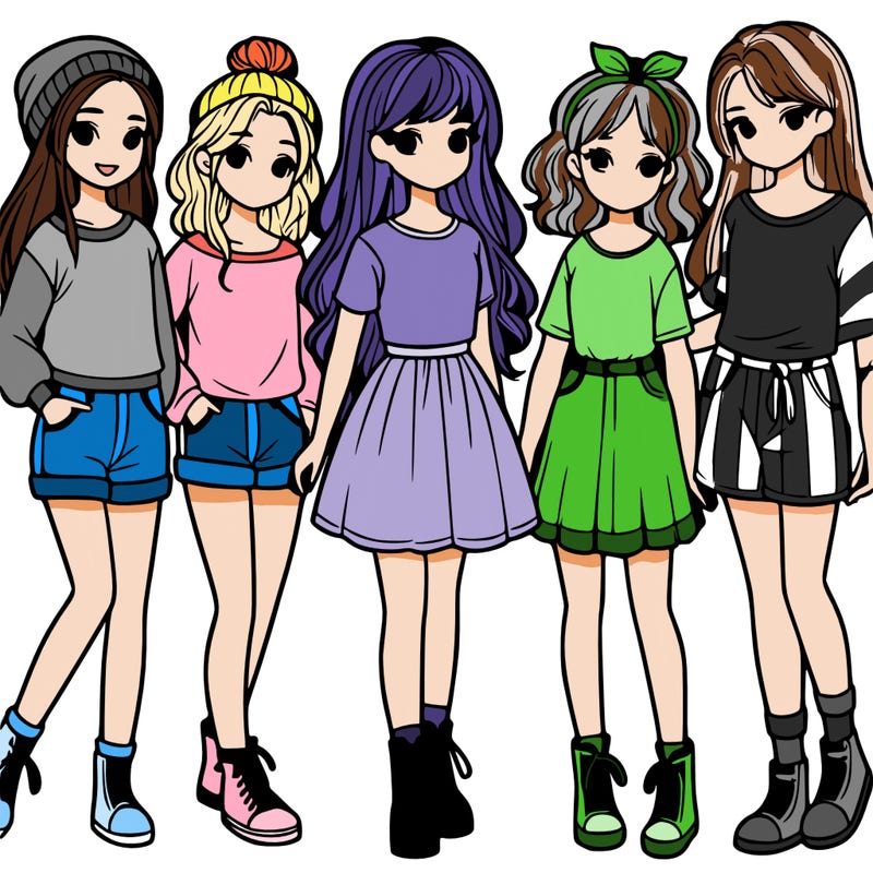 a group of five girls